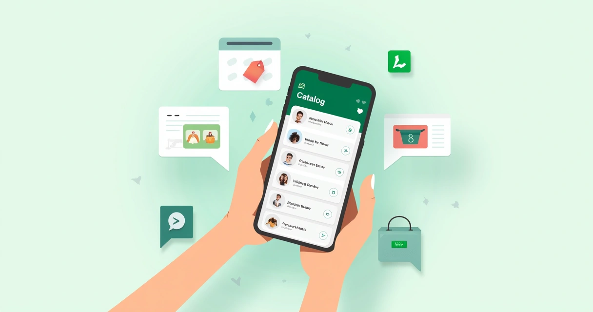 Tela de catálogo do WhatsApp em um smartphone 