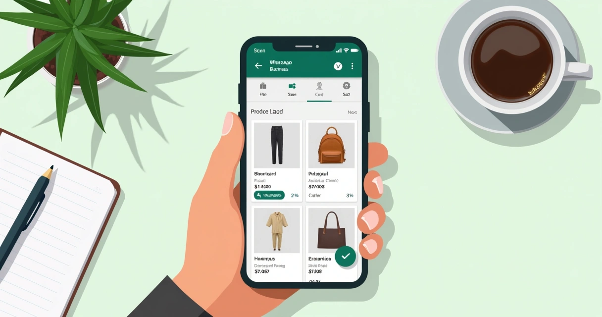 Tela de catálogo do WhatsApp Business com produtos 