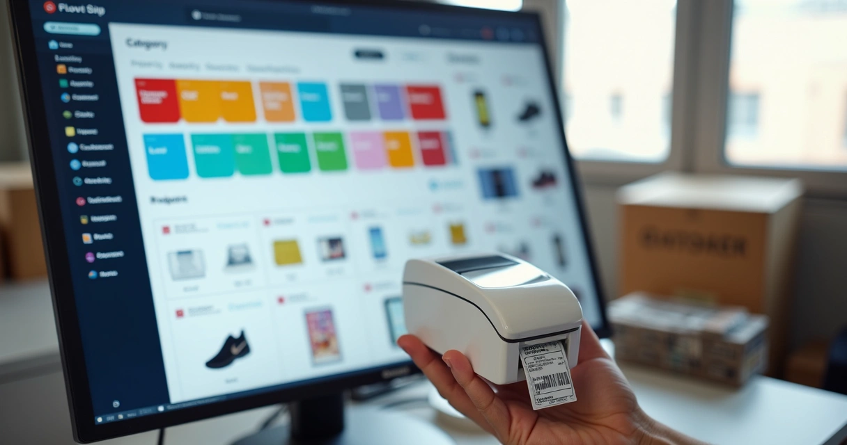 Categorias de produtos organizadas em sistema de loja