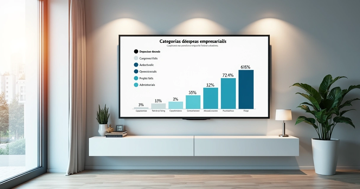 Exemplo de painel com categorias de despesas empresariais 