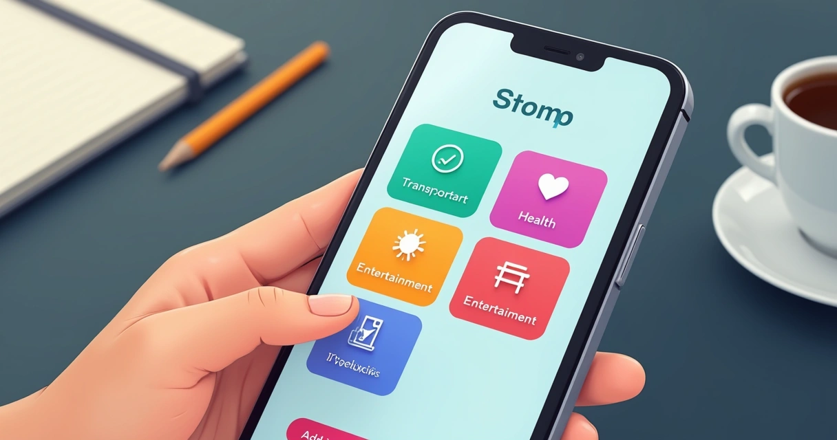 Categorias de gastos coloridas em aplicativo financeiro 