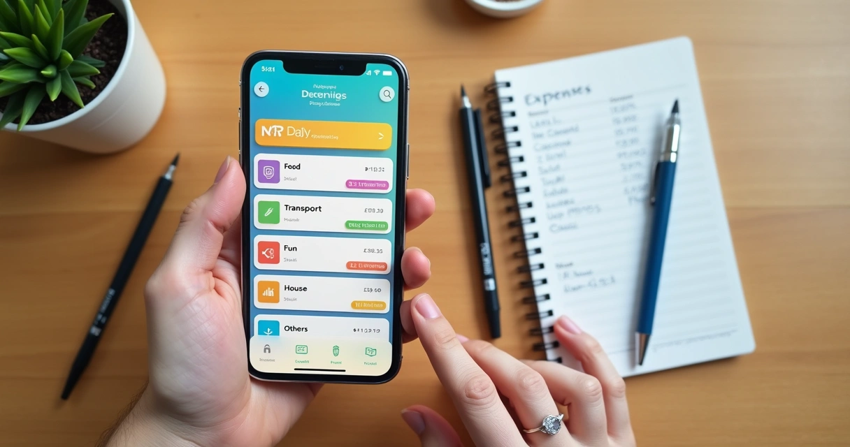 Tela de controle financeiro no celular mostrando categorias de gastos 