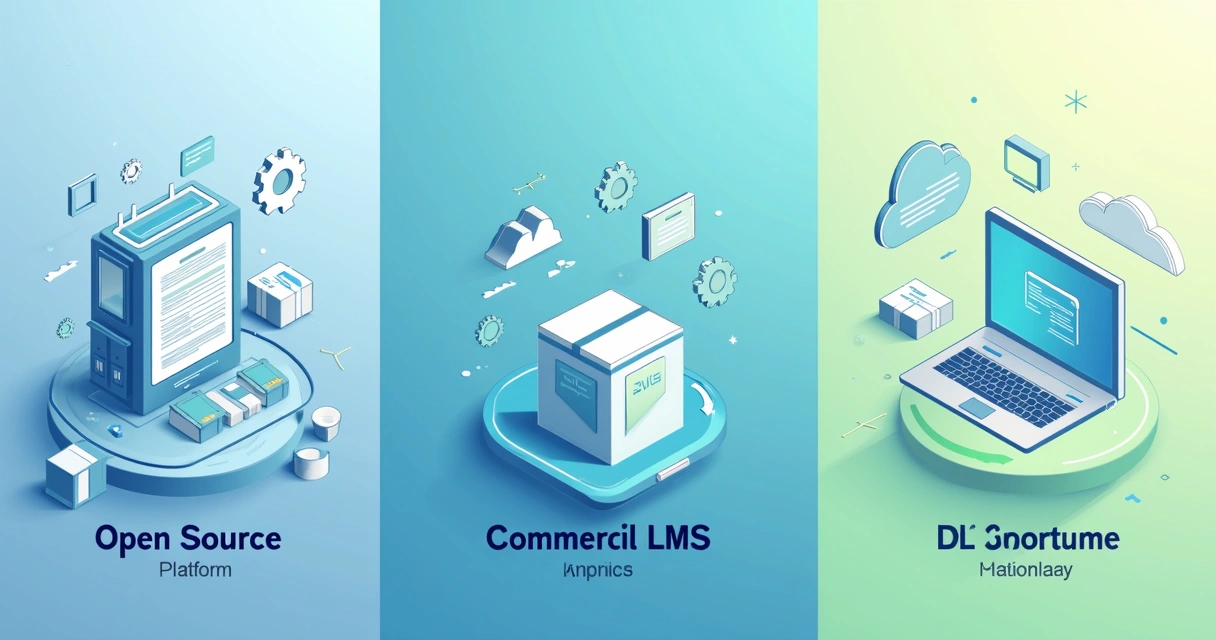 Representação visual das diferentes categorias de plataformas LMS lado a lado 