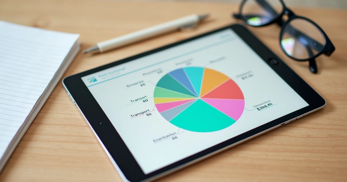 Gráfico de pizza colorido categorizando despesas 