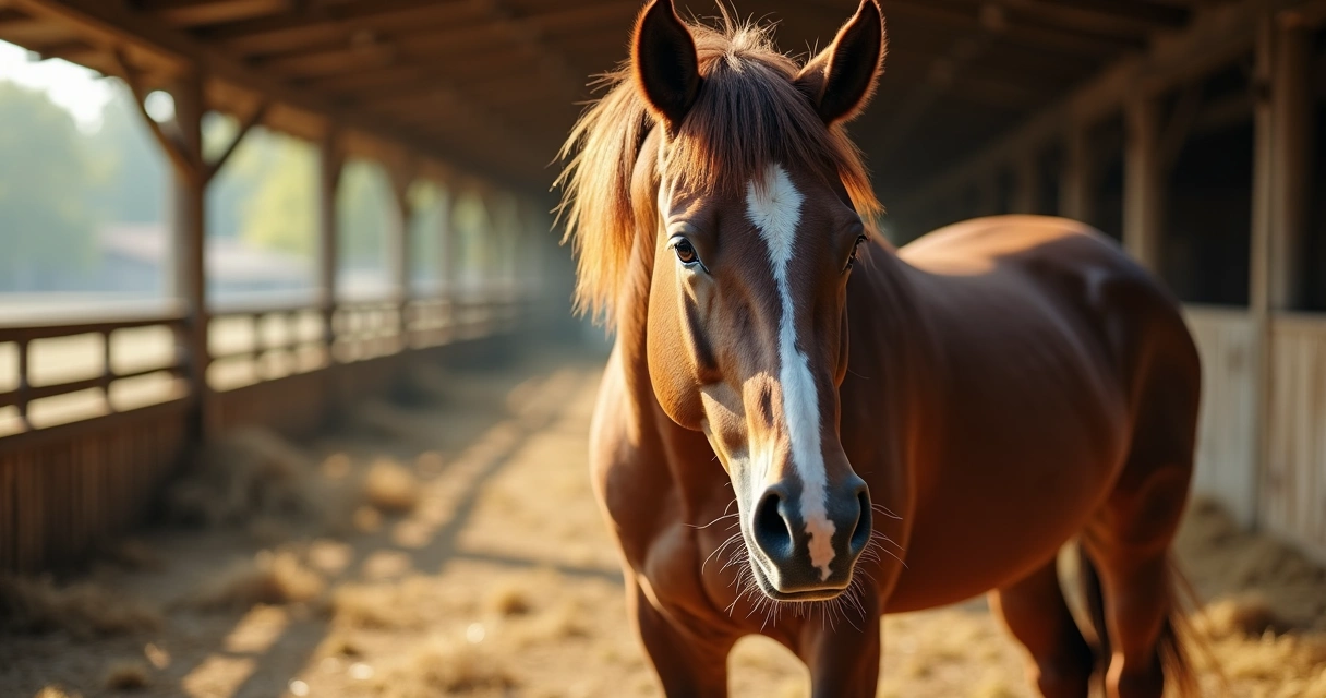 Cavalo com pelo opaco em haras 