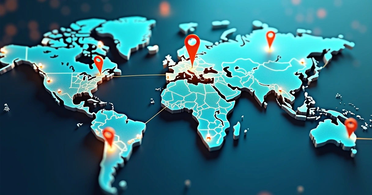 Mapa ilustrando distribuição de CDN entre diferentes regiões 