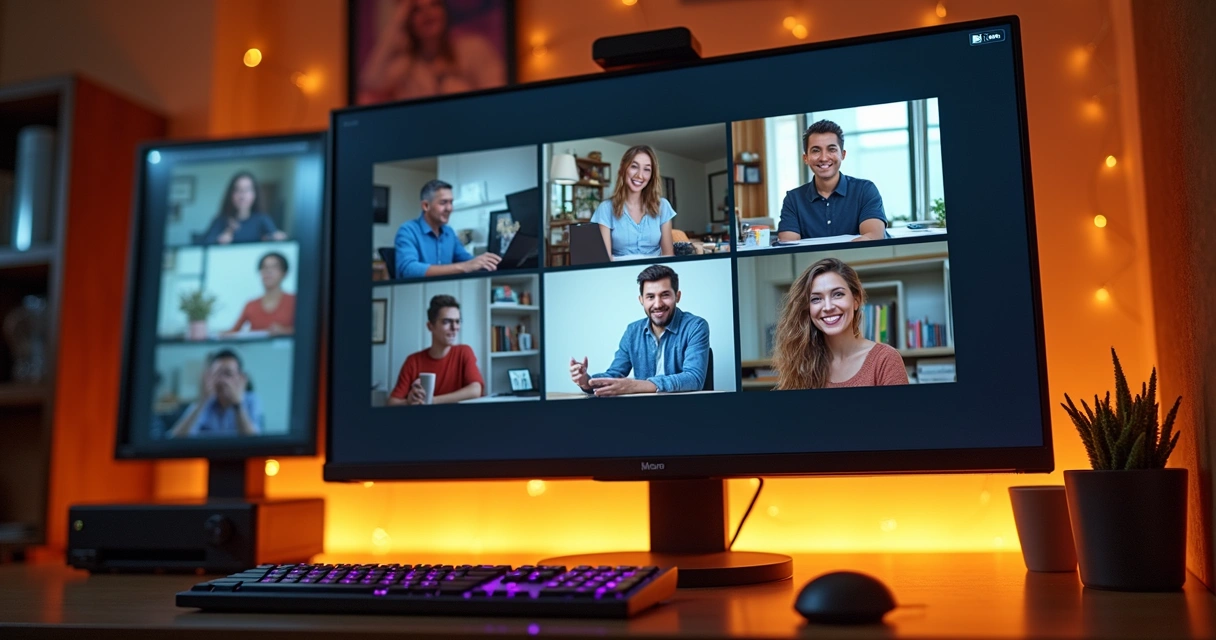 Equipe virtual comemorando vitórias com banners digitais 