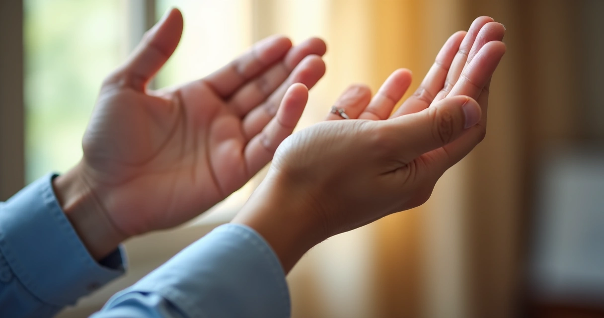 Manos de persona adulta aplaudiendo con fondo desenfocado 