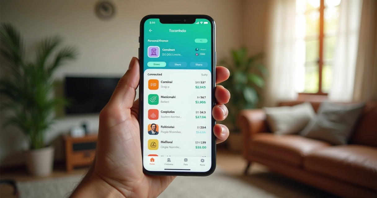 Pessoa verificando aplicativo de finanças em um celular 