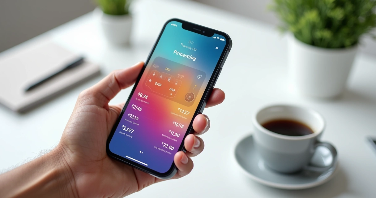 Persona usando aplicación de finanzas en celular 