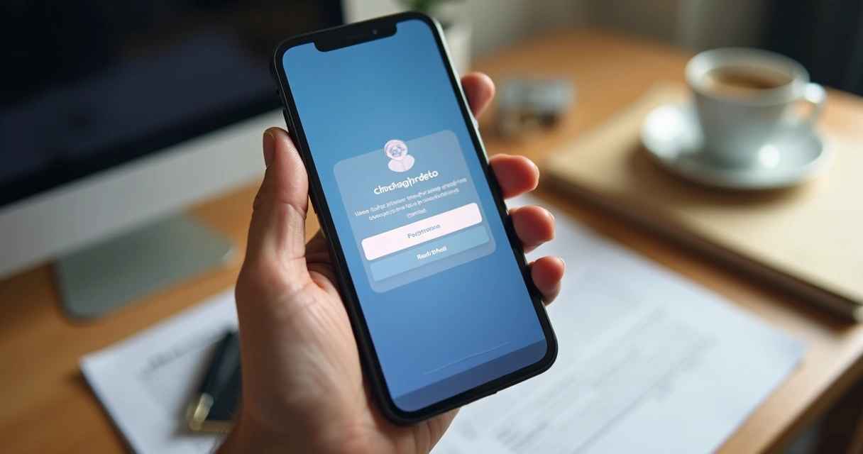 Celular com aviso de bloqueio em rede social