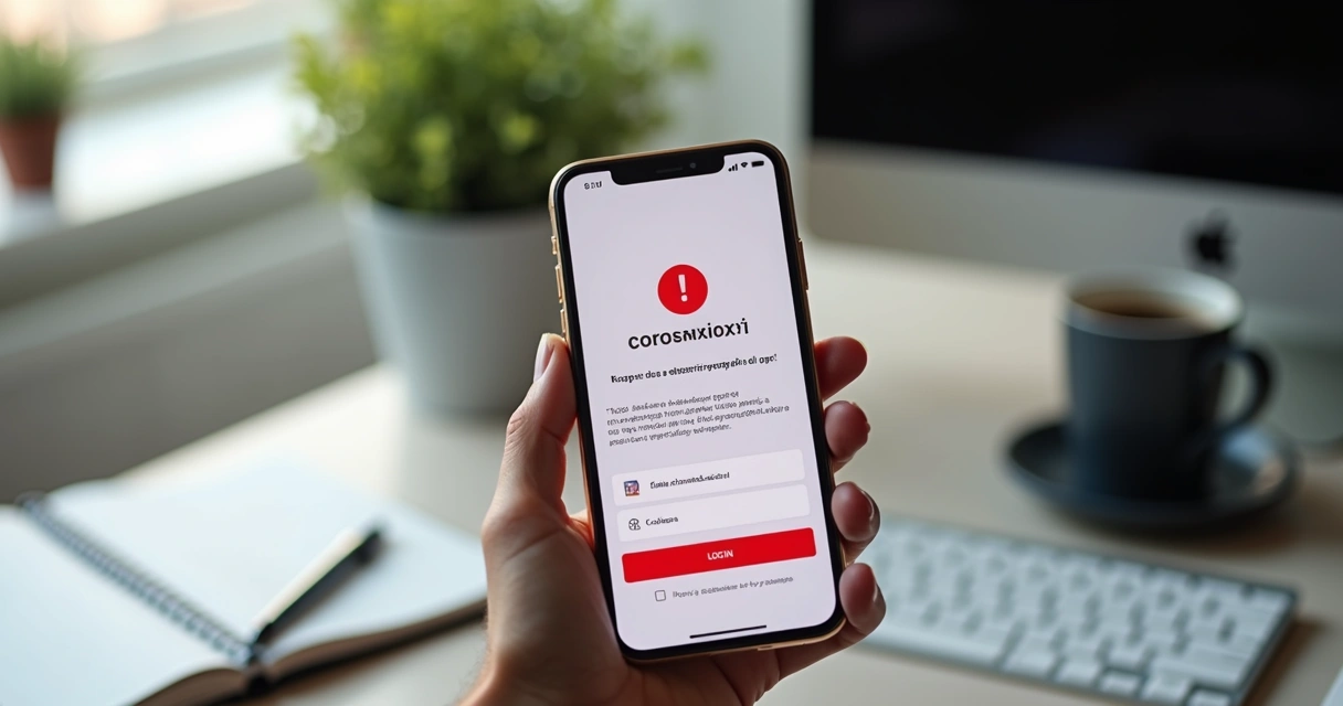Celular com aviso de suspensão do WhatsApp na tela