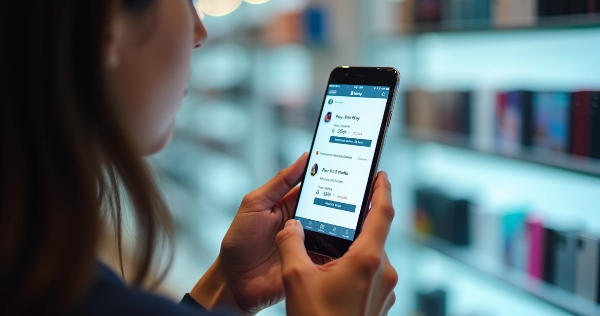 Pessoa usando aplicativo BNPL para comprar celular 