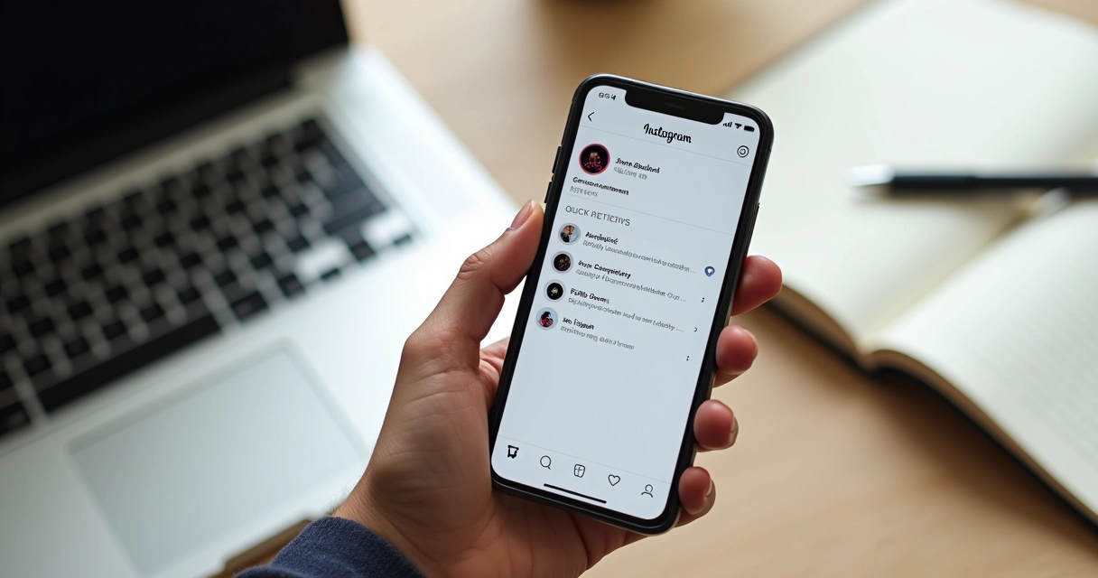 Pessoa usando celular para configurar respostas rápidas no Instagram 