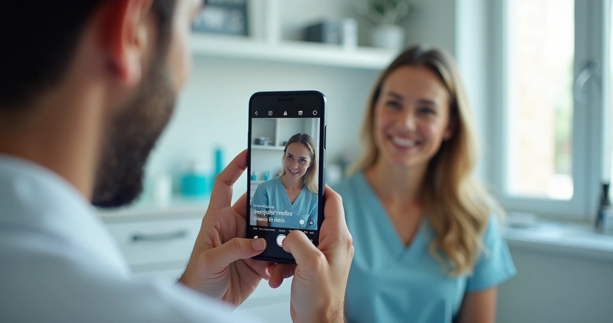 Vídeo de dentista legendado em stories no consultório 