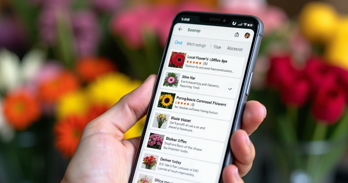 Anúncio responsivo de floricultura apareceu no celular 