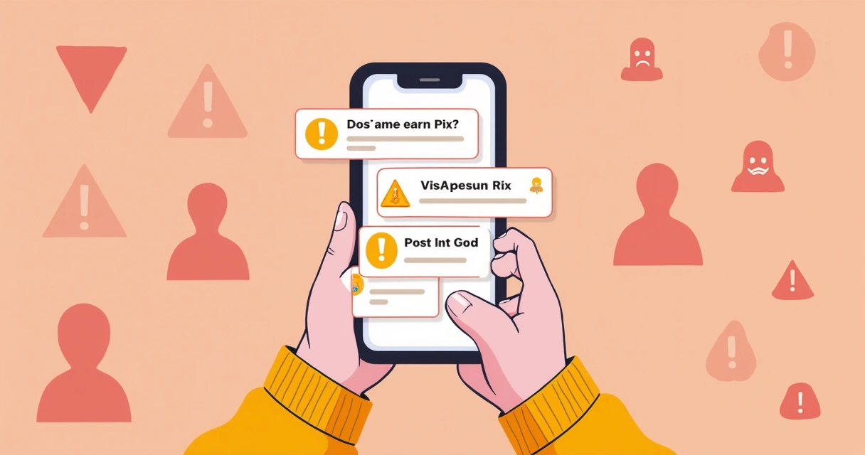 Celular com mensagens de alerta sobre golpes 