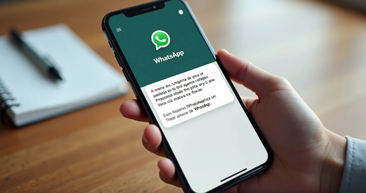 Celular com conversa de mensagens de cobrança no WhatsApp 