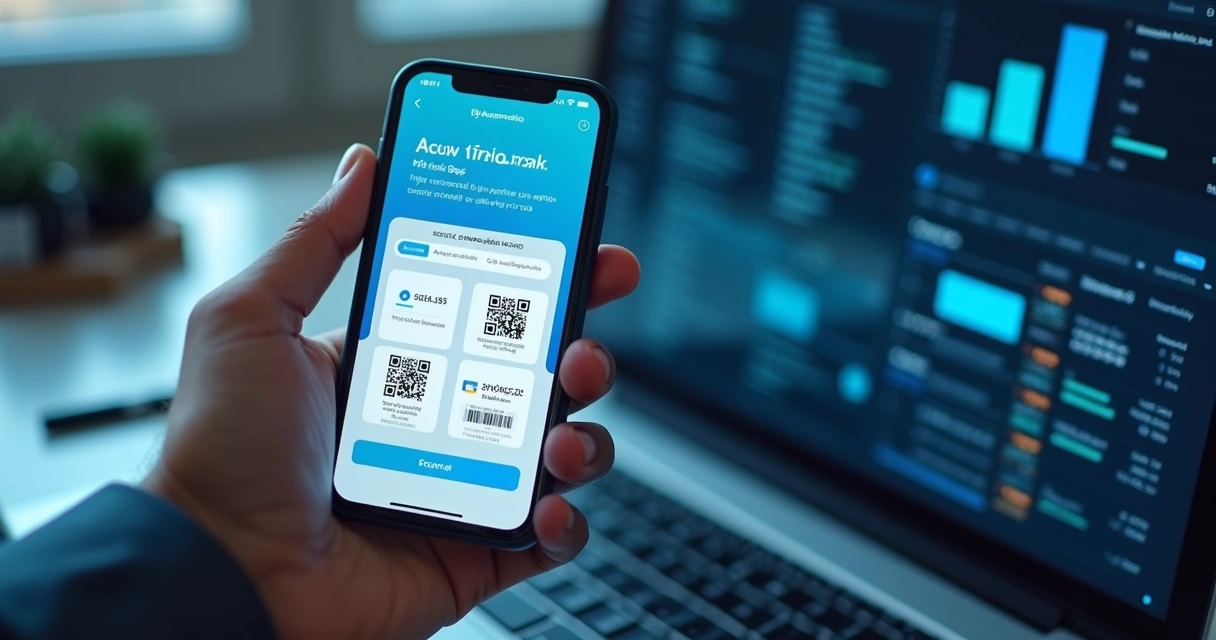 Smartphone exibindo tela de aplicativo bancário com interface de Pix Automático em fundo moderno 