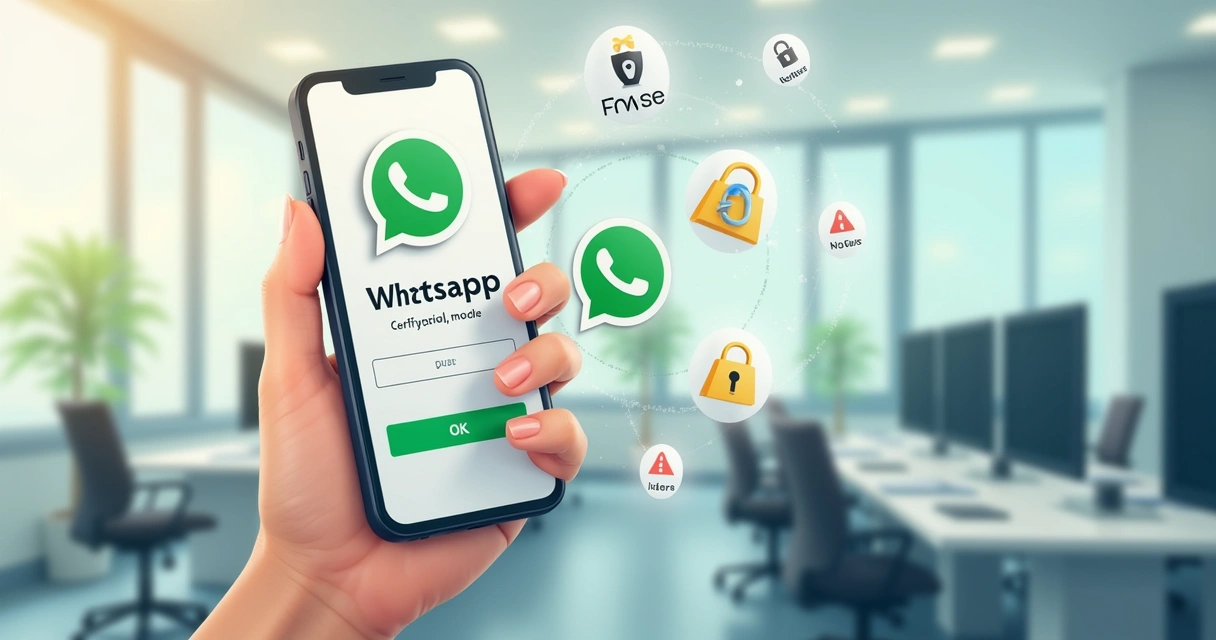 Pessoa segurando celular com tela de verificação do WhatsApp aberta 