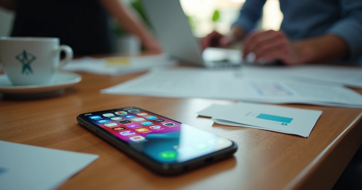 Celular sobre mesa com muitas notificações na tela 