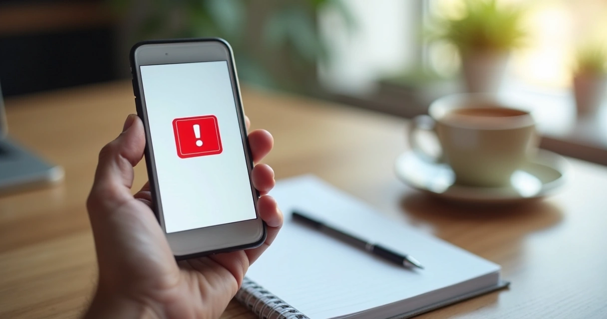 Celular com aviso de conta bloqueada na tela