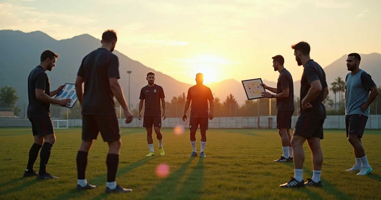Câmeras filmam treino de futebol para documentário no campo 