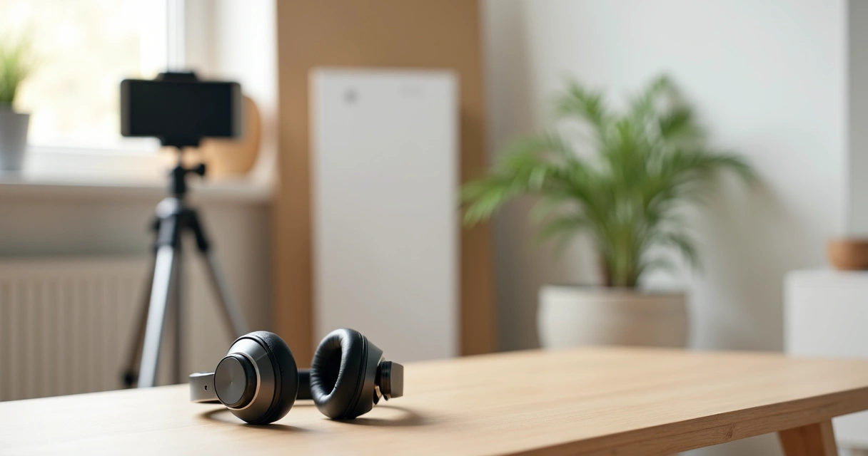 Cenário caseiro minimalista para foto de produto moderno sobre mesa clara 