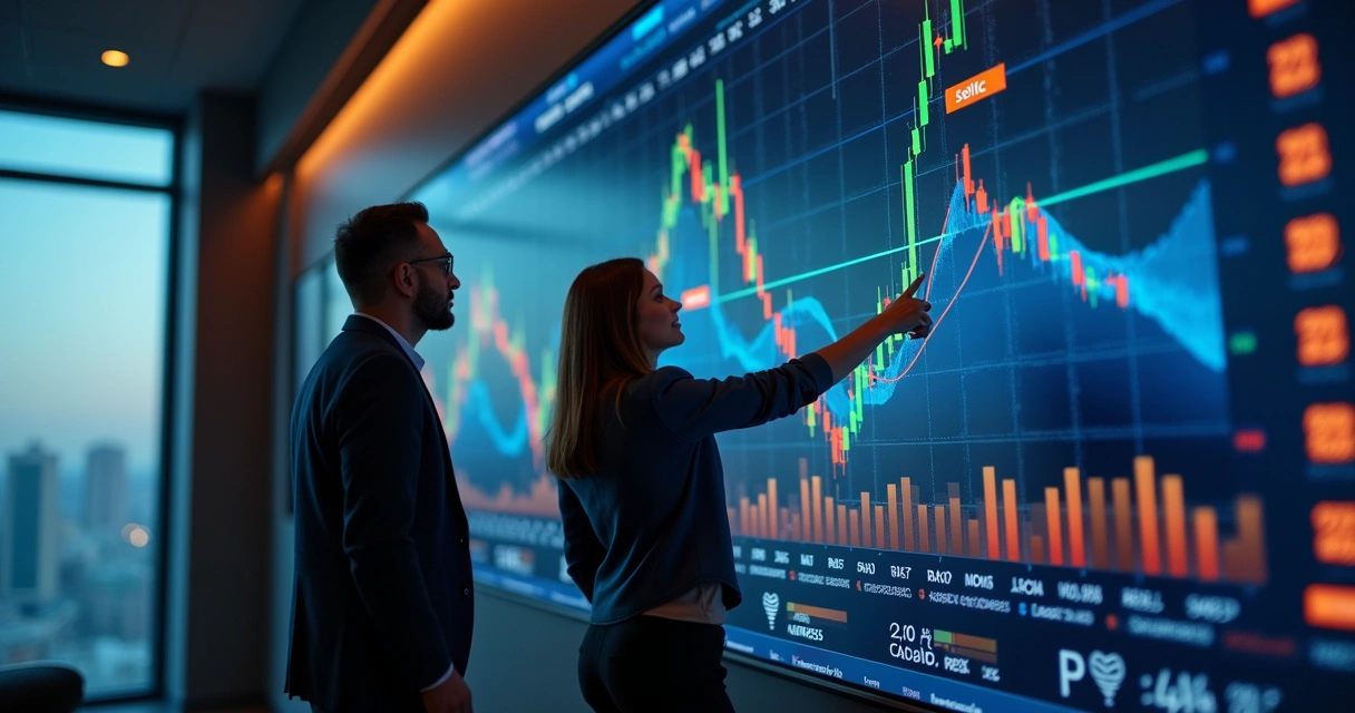 Painel mostrando gráficos de economia e Selic