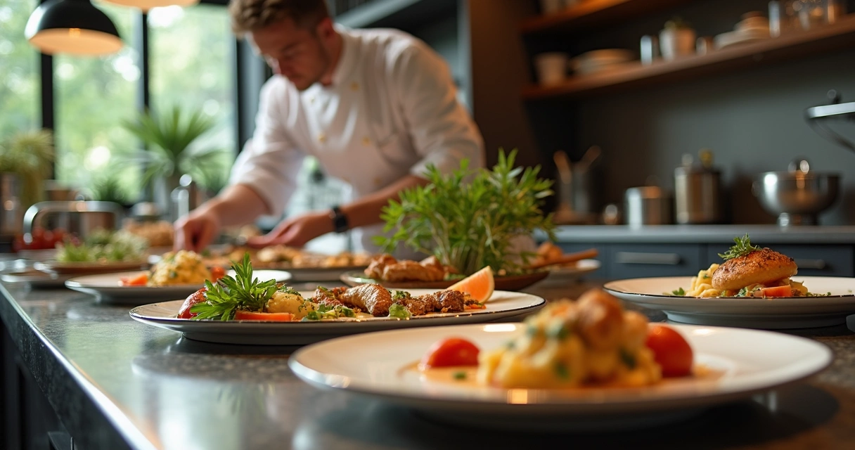 Cenário de gastronomia em formato banner panorâmico 