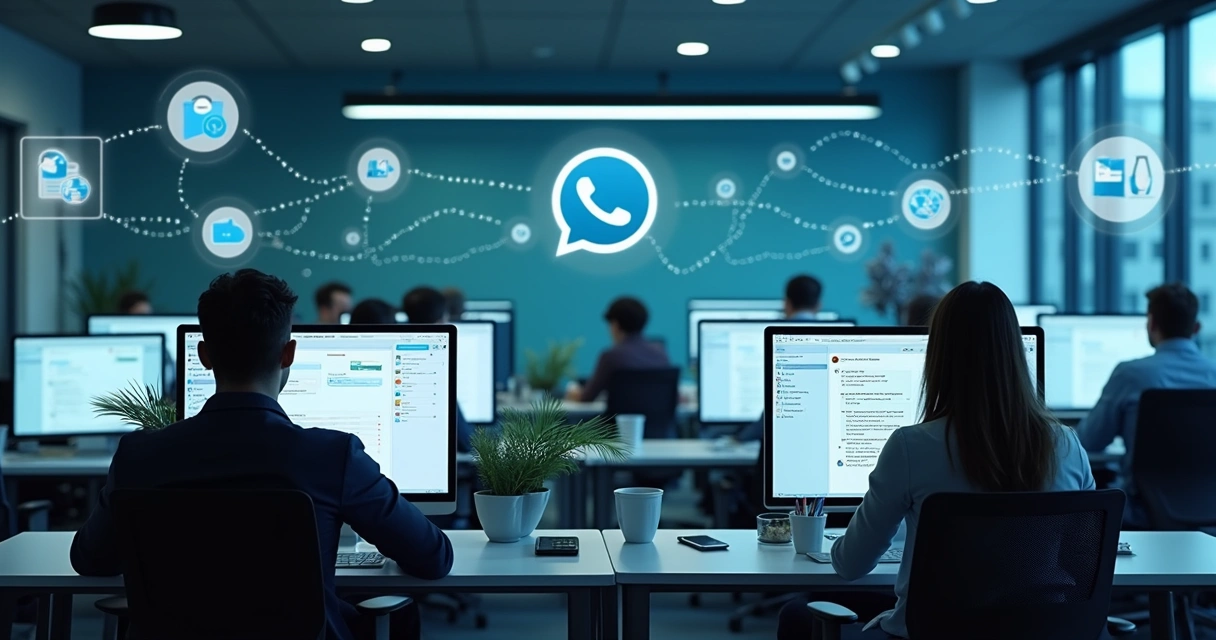 Central de atendimento com diferentes canais integrados. 