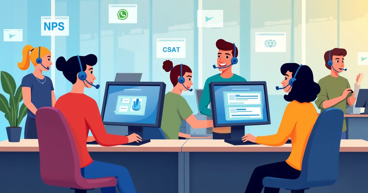 Central de atendimento com equipe conectada a diferentes canais de comunicação 
