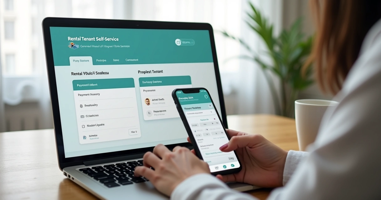 Tela de autoatendimento de portal do inquilino para aluguéis 