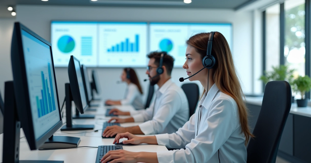 Equipe profissional fazendo atendimento em central de relacionamento para agendamento de consultas odontológicas 