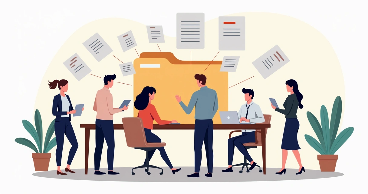 HR team collaborating with digital contract folder