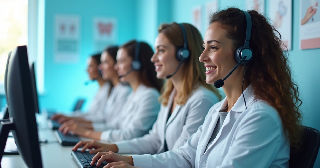Equipe de atendimento em central de relacionamento odontológica