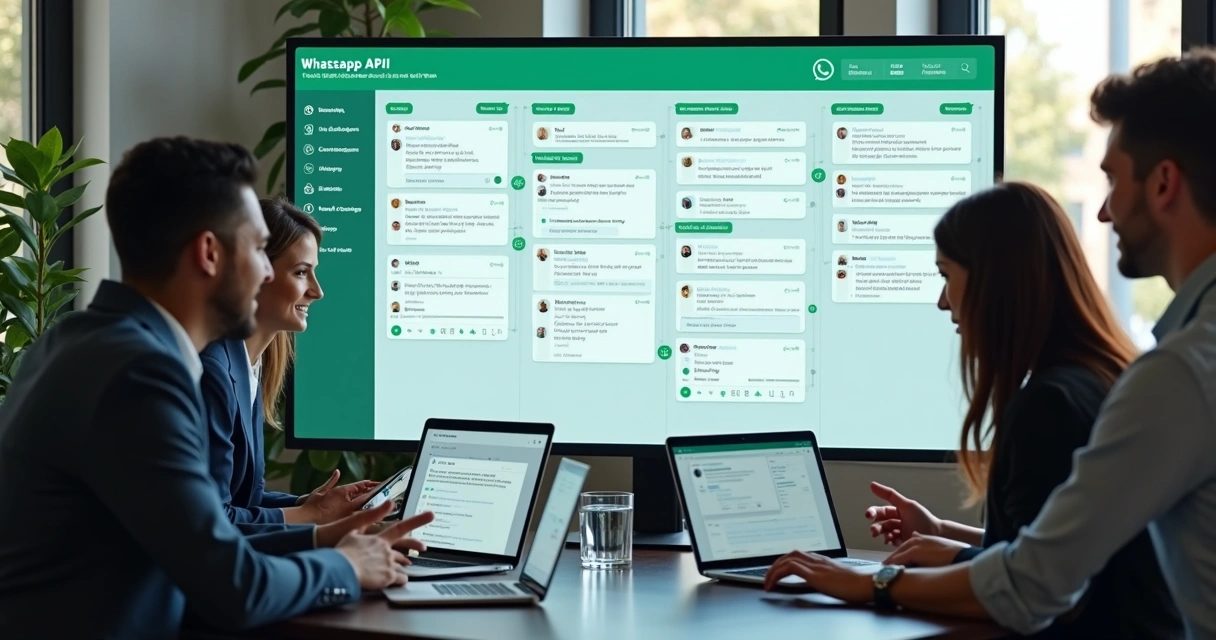 Equipe de vendas em painel de atendimento WhatsApp API 