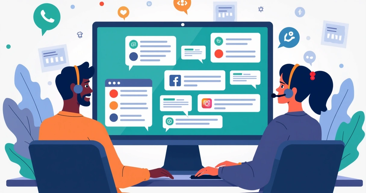 Painel centralizado com mensagens de WhatsApp, Facebook e Instagram juntos 