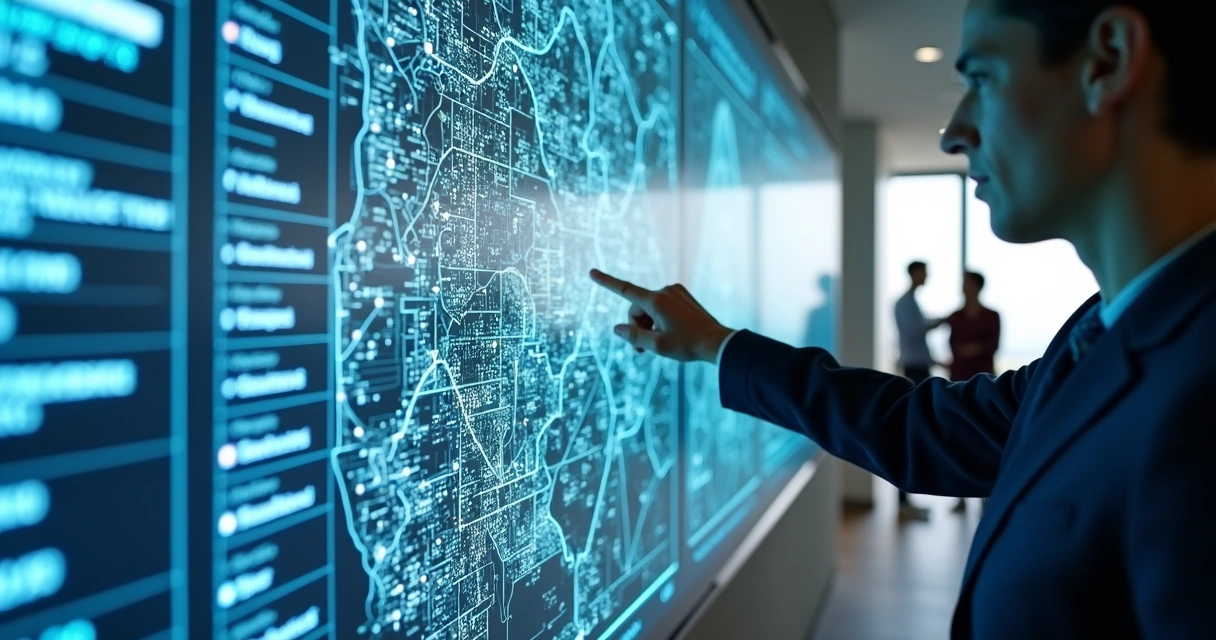 Mapa digital mostrando terrenos e ativos públicos regularizados 