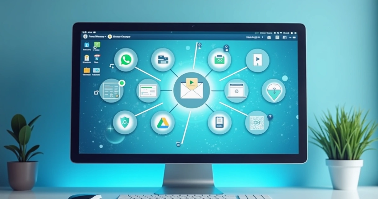 Interface digital mostrando vários canais de atendimento centralizados. 