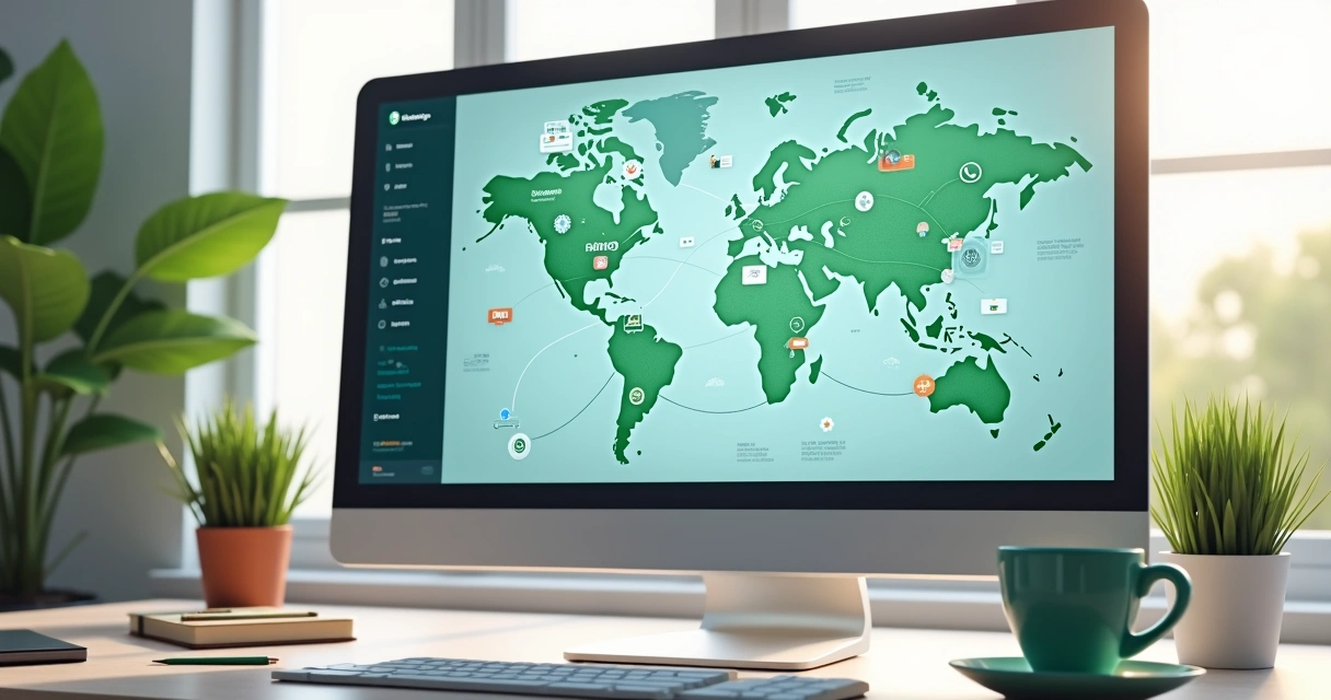 Centralização de diferentes canais de atendimento, como WhatsApp, chat, e-mail e telefone, em uma tela de computador 