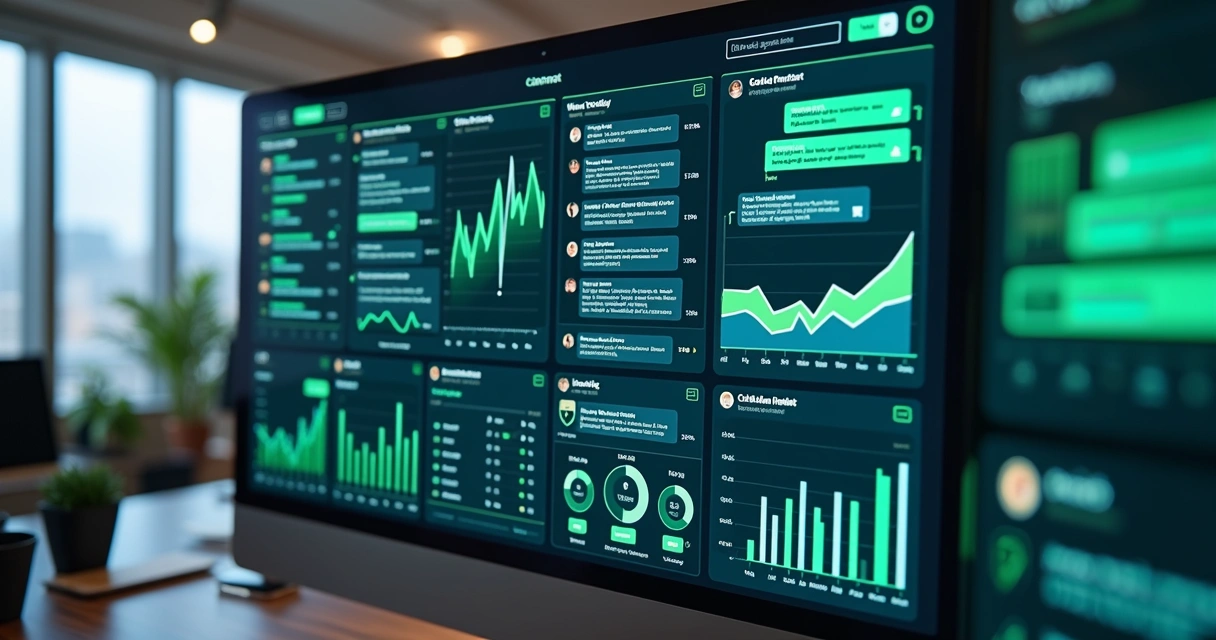 Dashboard de chatbot com múltiplos canais integrados 