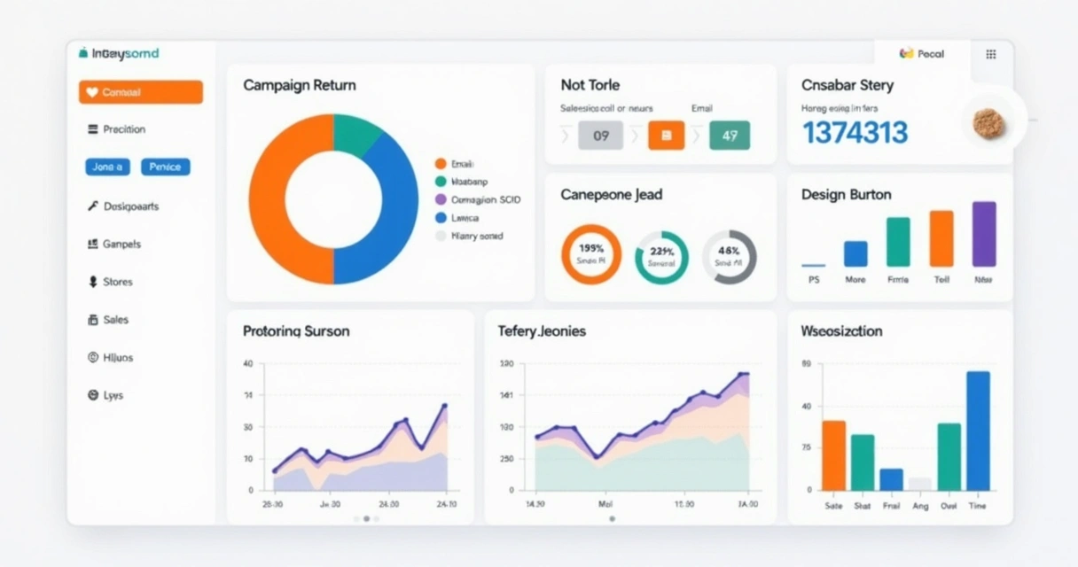 Dashboard simples mostrando vendas e retornos de campanhas 