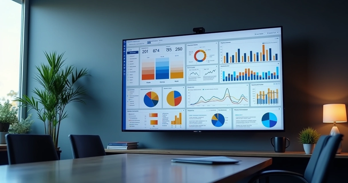 Dashboard financeiro centralizado com diferentes gráficos em uma tela 