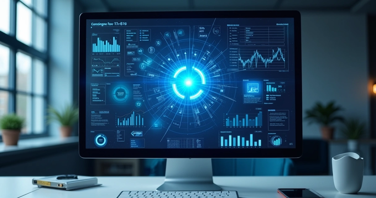 Painel digital exibindo dados financeiros centralizados 