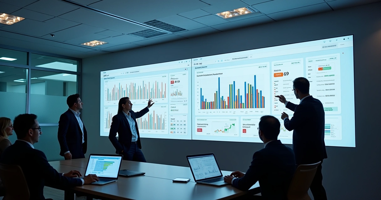 Dashboard financeiro exibindo múltiplos indicadores em gráficos coloridos