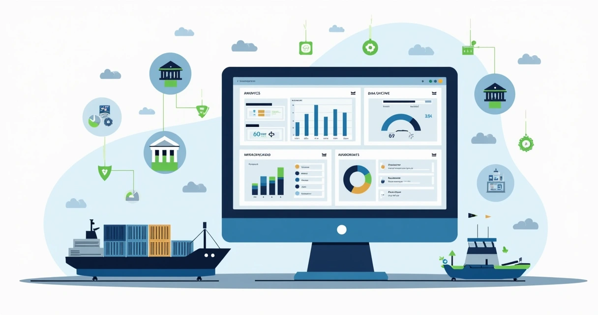 Painel de sistema mostrando centralização de dados de embarques em interface web de ERP logístico.