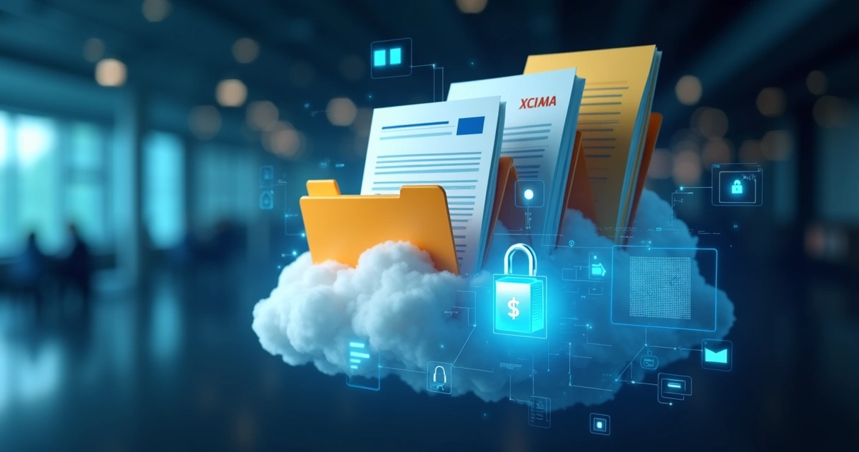 Documentos fiscais organizados digitalmente em nuvem 