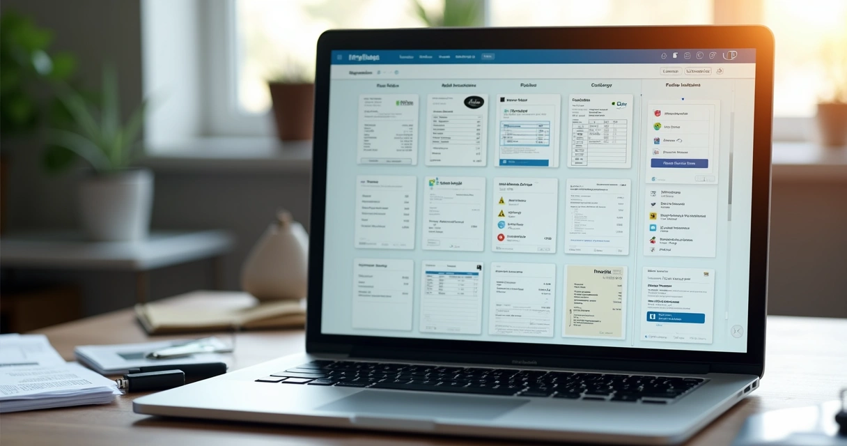Centralização de documentos financeiros digitais em um notebook