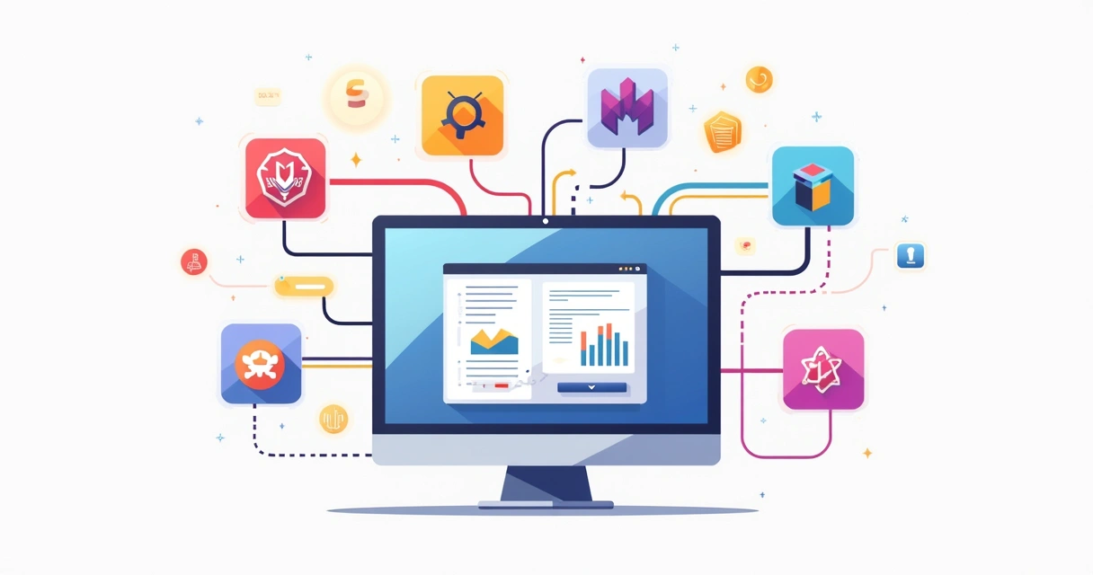 Painel digital com várias ferramentas conectadas centralizadas 